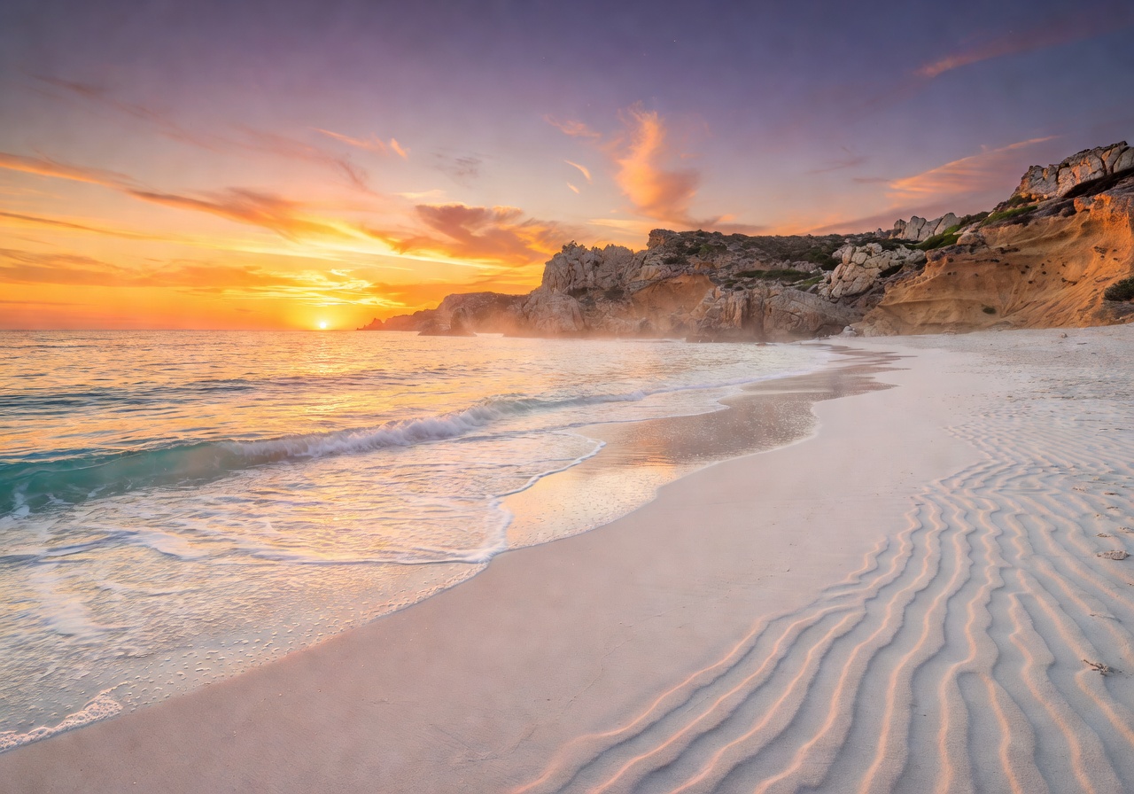 Beautiful Spanish beach at sunrise
