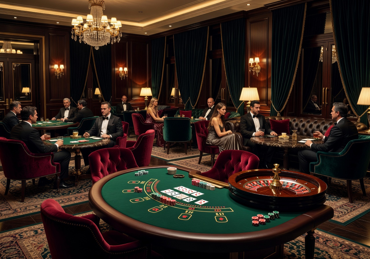 Elegant casino lounge with soft lighting